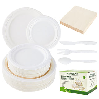 Natural Compostable Plate Set - Camping & Picnics - FOCUSLINE - JOLLYCHEF