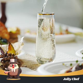 9oz Gold Rim Clear PET Plastic Stemless Champagne Flutes - Wedding & Parties - Jolly Chef - JOLLYCHEF