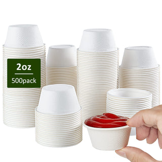 2oz/ 4oz Natural Round Composable Souffle Cups - Sauce & Sample Tasting - Vplus - JOLLYCHEF