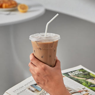 12oz/16 oz Clear Plastic Cups with Flat Slotted Lids - Juice & Smoothies - Jolly Party - JOLLYCHEF