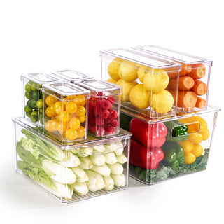 6 Pack / 8 Pack Clear Stackable Plastic Storage Containers - Kitchen & Fridge Organization - MUCHII - JOLLYCHEF