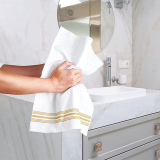 1 - Ply Silver Striped Pattern Disposable Hand Towels - Guestrooms & Restaurants – Vplus - JOLLYCHEF