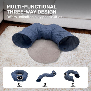 3-Way Durable Cationic Fabric Cat Tunnel - Indoor Play & Resting Spot - Miyoky