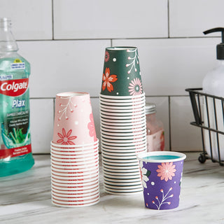 3oz Purple & Green Floral Pattern Paper Dessert Cups - Cupcake & Party - TV TOPVALUE - JOLLYCHEF
