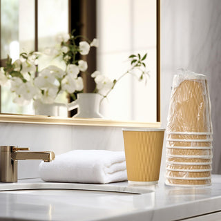 8oz /12oz Brown Ripple Wall Insulated Paper Coffee Cups - Hot Drinks & Cafe - DAILYPACK - JOLLYCHEF