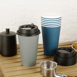 Multiple Size Blue, Gray Paper Coffee Cups Sets - Office & Cafe - LITOPAK - JOLLYCHEF