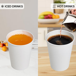 Multiple Size White Paper Coffee Cups with Lids - Hot/Cold Beverage Drinking & Home - Jolly Party - JOLLYCHEF