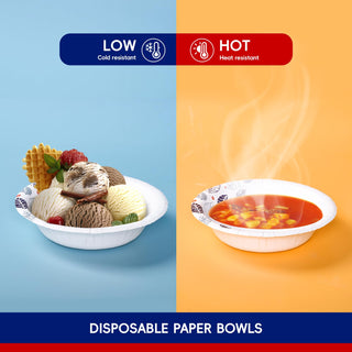 12oz/16oz/20oz White Leaf Floral Print Microwave & Freezer Safe Paper Bowls – Parties & Picnics – Jolly Chef - JOLLYCHEF