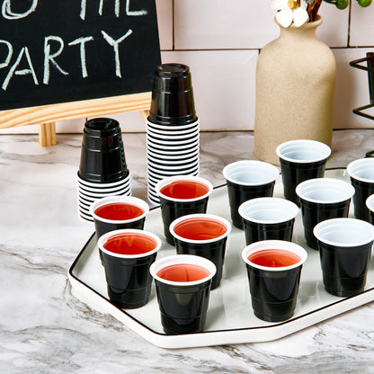 「Jolly Choice」2oz Black Plastic Shot Cups