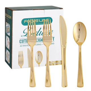Shiny Reflective Gold Plastic Silverware - Weddings & Parties - FOCUSLINE - JOLLYCHEF