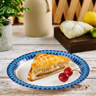 8.375in Blue and Black Diamond Pattern Durable Party Paper Plates - Dinner Parties & Summer Picnics - JOLLY PARTY - JOLLYCHEF