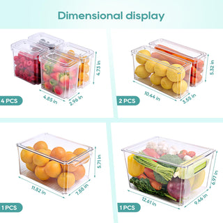 6 Pack / 8 Pack Clear Stackable Plastic Storage Containers - Kitchen & Fridge Organization - MUCHII - JOLLYCHEF