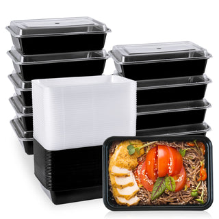 34oz Black Square Microwave - Safe Meal Prep Containers with Lids - Lunch Boxes & Meal Prep - MUCHII - JOLLYCHEF