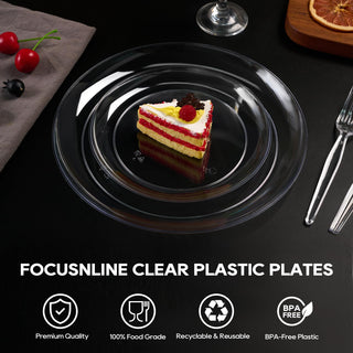 7in /10in Clear Plastic Plates - Wedding & Birthday Party - FOCUSLINE - JOLLYCHEF