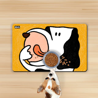 Artist-Designed Absorbent Non-Slip Pet Feeding Mat - Waterproof & Easy Clean Dog Food Mat - Home & Travel - Miyoky