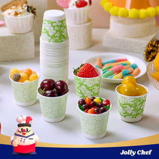 3oz Green Cloud Pattern Paper Dessert Cups - Party & Picnic - Jolly Chef - JOLLYCHEF