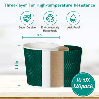 10oz/ 12oz/ 16oz Elegant Multicolor Ripple Wall Durable Paper Coffee Cups - Tea Hot Chocolate & Office - MUCHII - JOLLYCHEF