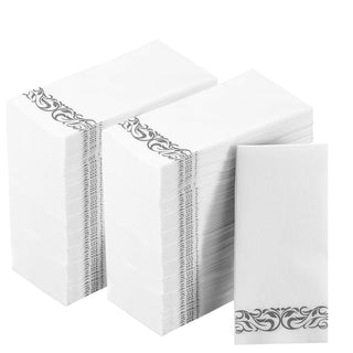 3 - Ply White and Sliver Pattern Paper Napkins - Weddings & Parties - Vplus - JOLLYCHEF