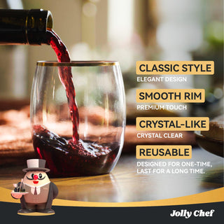 12oz Gold Rim PET Stemless Plastic Wine Glasses - Wedding & Parties - Jolly Chef - JOLLYCHEF