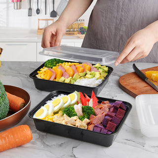 34oz Black Square Microwave - Safe Meal Prep Containers with Lids - Lunch Boxes & Meal Prep - MUCHII - JOLLYCHEF
