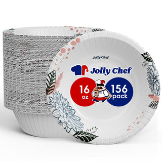 12oz/ 16oz/ 20oz Floral Pattern Round Paper Bowls - Dinner & Parties - Jolly Chef - JOLLYCHEF