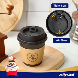 Bulk Black Coffee Cup Sets | Paper to-Go Cups for Coffee, Tea, Hot Chocolate | Food-Grade | Cafe Supply