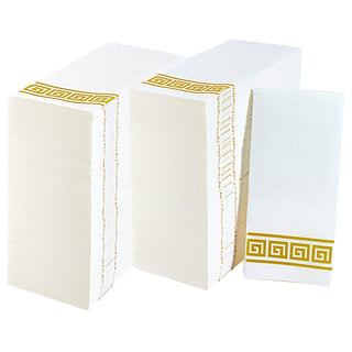 1 - Ply White and Gold Pattern Linen - Feel Disposable Hand Towels - Weddings & Kitchens – LITOPAK - JOLLYCHEF
