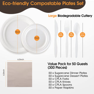 Natural Compostable Plate Set - Camping & Picnics - FOCUSLINE - JOLLYCHEF