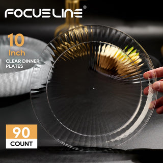 7in/ 10in Clear Plastic Plates for Weddings & Birthday Parties - FOCUSLINE - JOLLYCHEF