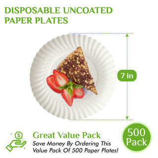 6in/ 7in White Paper Plates - Perfect for Picnics & Birthdays - FOCUSLINE - JOLLYCHEF