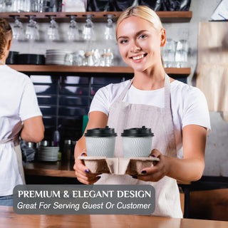 8oz/ 12oz/ 16oz Gray Ripple Wall Paper Coffee Cups with Lids and Straw - Hot Drinks & Cafe - MUCHII - JOLLYCHEF
