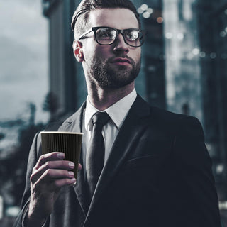 8oz/ 12oz/ 16oz Elegant Black Ripple Wall Durable Paper Coffee Cups - Tea Hot Chocolate & Office - Jolly Pack - JOLLYCHEF