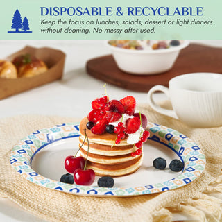 8in /10in Green and Blue Camo Round Paper Plates - Family Gatherings & Picnics - MUCHII - JOLLYCHEF