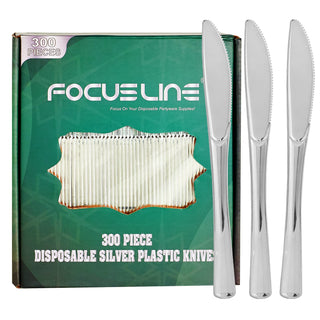 Silver Food - Grade Plastic Knives, Forks & Spoons - Catering & Parties - FOCUSLINE - JOLLYCHEF