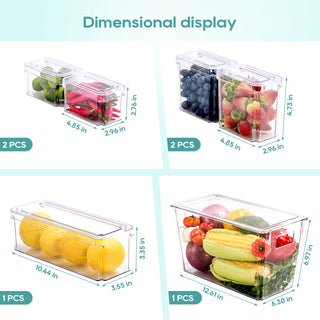 6 Pack / 8 Pack Clear Stackable Plastic Storage Containers - Kitchen & Fridge Organization - MUCHII - JOLLYCHEF