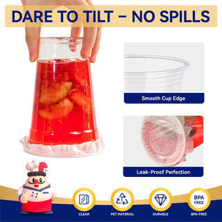 9oz/12oz/16oz/20oz Disposable Clear Plastic cups with Lid and Straw - Party & Picnic Use - Jolly Chef - JOLLYCHEF