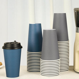 Multiple Size Blue, Gray Paper Coffee Cups Sets - Office & Cafe - LITOPAK - JOLLYCHEF