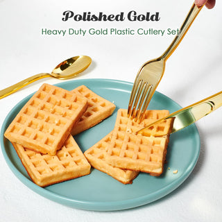 Gold Elegant Plastic Knives, Forks & Spoons - Catering & Wedding - FOCUSLINE - JOLLYCHEF