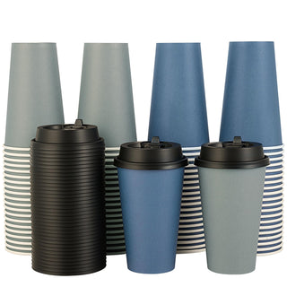 Multiple Size Blue, Gray Paper Coffee Cups Sets - Office & Cafe - LITOPAK - JOLLYCHEF
