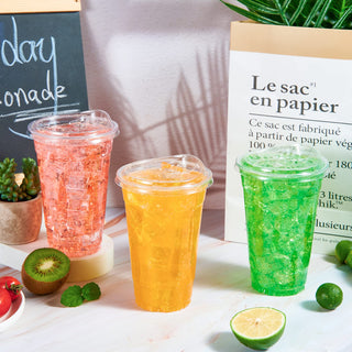 Multiple Sizes Clear PET Plastic Cups with Strawless Sip Lids - Iced Coffee & Smoothie - Lilymicky - JOLLYCHEF
