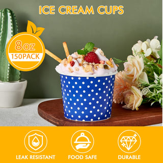 8oz/ 12oz/ 16oz  Pink & Blue & Orange Circular Versatile Ice Cream Cups - Party & Event Use - LITOPAK - JOLLYCHEF
