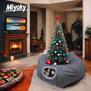 3-Way Durable Cationic Fabric Cat Tunnel - Indoor Play & Resting Spot - Miyoky