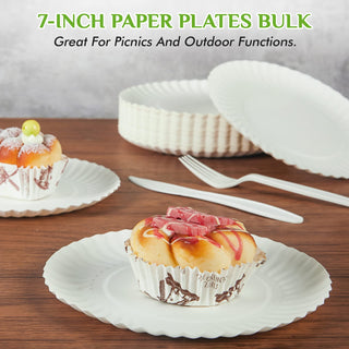 6in/ 7in White Paper Plates - Perfect for Picnics & Birthdays - FOCUSLINE - JOLLYCHEF
