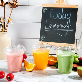Multiple Sizes Clear PET Plastic Cups with Strawless Sip Lids - Iced Coffee & Smoothie - Lilymicky - JOLLYCHEF