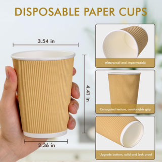 8oz /12oz Brown Ripple Wall Insulated Paper Coffee Cups - Hot Drinks & Cafe - DAILYPACK - JOLLYCHEF