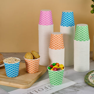 3oz Multicolor Wavy Stripes Patterns Paper Dessert Cups - Mini Snack Cup & Cupcake - LITOPAK - JOLLYCHEF