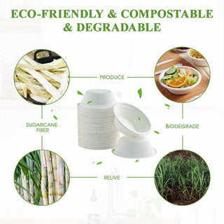 12oz White Narrow Mouth Compostable Bowls - Hot & Cold Foods - Vplus - JOLLYCHEF