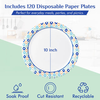 8in /10in Green and Blue Camo Round Paper Plates - Family Gatherings & Picnics - MUCHII - JOLLYCHEF