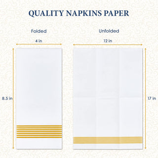 1 - Ply Gold Striped Pattern Paper Napkins - Guestrooms & Bathroom - LITOPAK - JOLLYCHEF