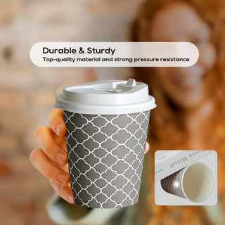 Multiple Size Gray Paper Coffee Cups with Lids - To Go Cups & Home - Jolly Party - JOLLYCHEF